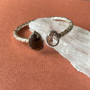 Brighton bracelet silver tigers eye cuff new statement piece MSRP $120